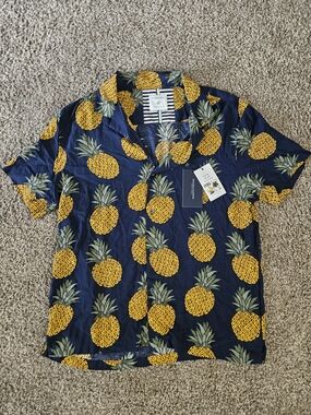 Denim & Flower Ricky Singh Tropical Hawaiian Beach Shirt Pineapple XL NWT